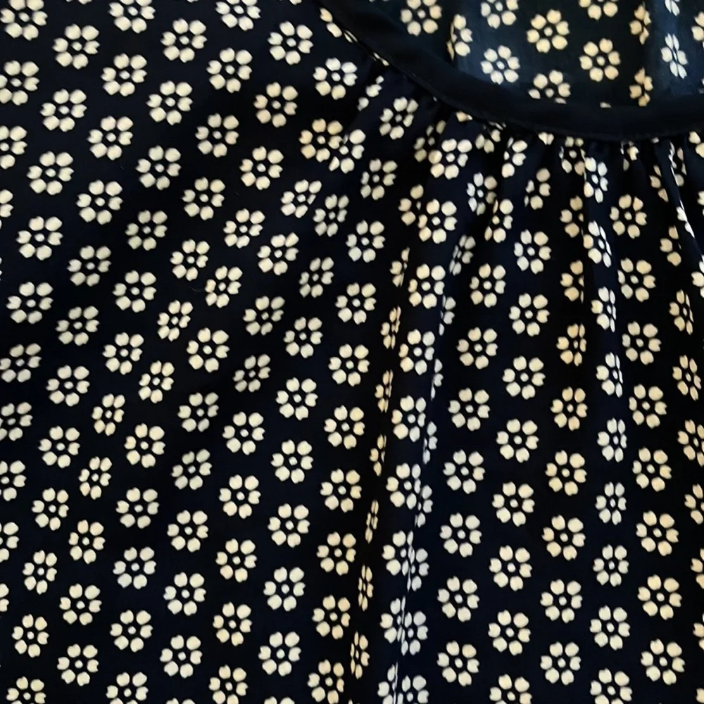 Dark Blue Floral Top with Bow on back - Picture 3 of 5